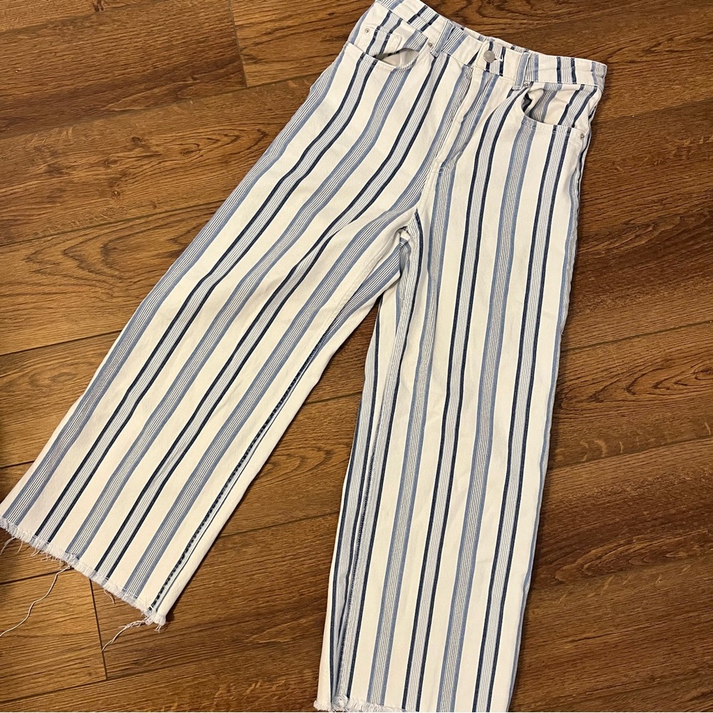 H&M Striped Wide Leg Jeans 8